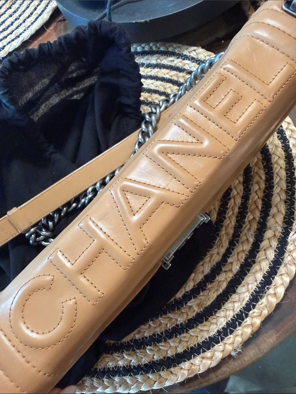CHANEL BOY 25 MEDIUM GOLD BROWN RUTHENIUM HARDWARE